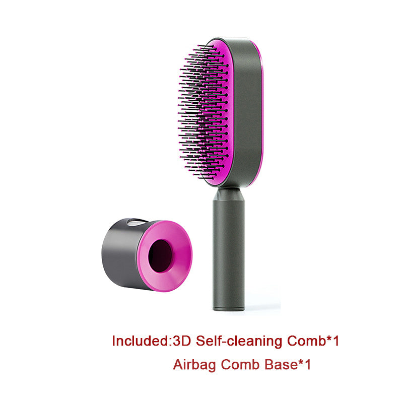 Self Cleaning Hair Brush For Women One-key Cleaning Hair Loss Airbag Massage Scalp Comb Anti-Static Hairbrush Beauty mixology