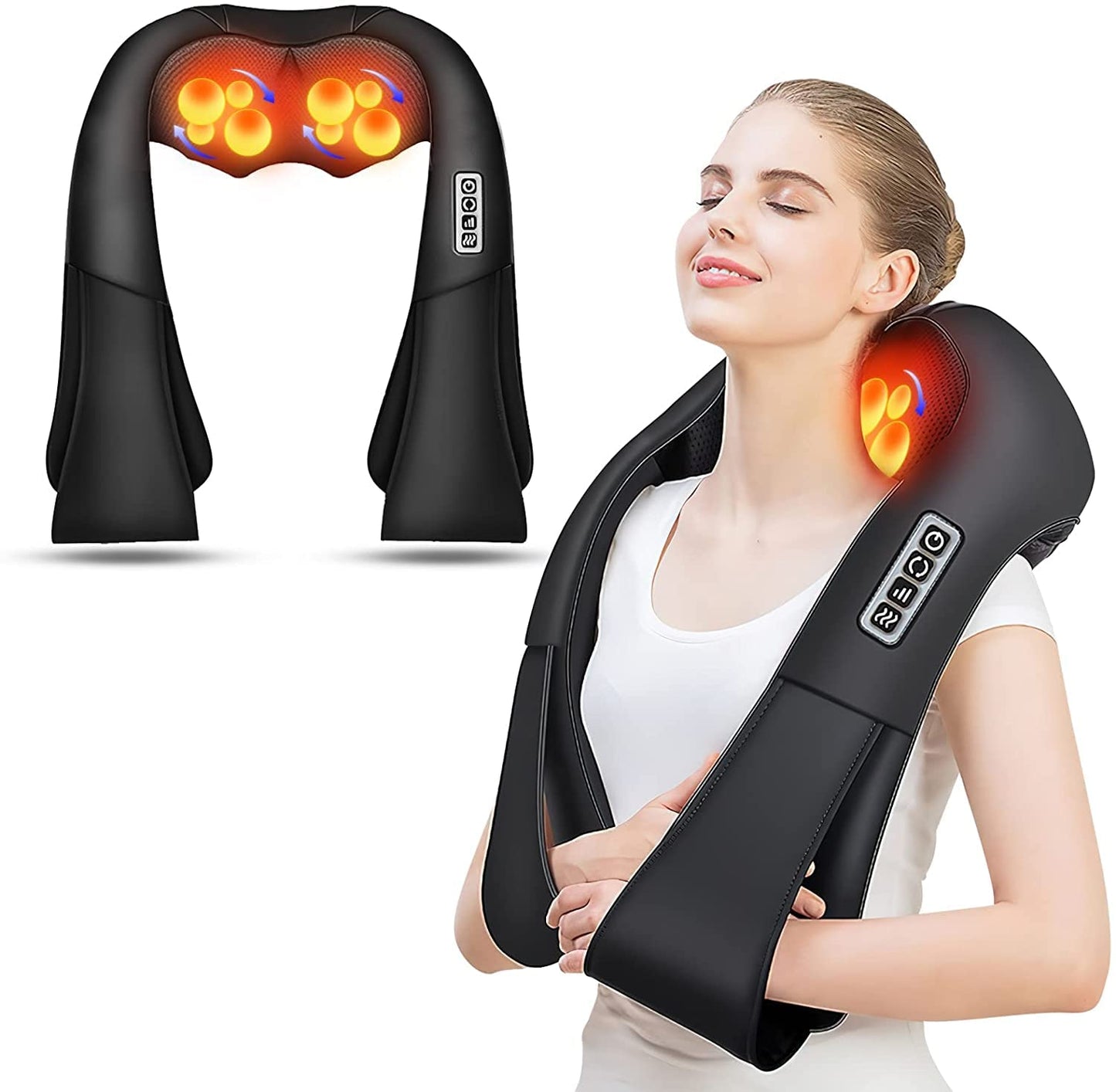 AERLANG Shiatsu Back and Neck Massager, Back Massager Deep Tissue Kneading Massager Neck and Shoulder Massager with Heat, Electric 4D Massage Pillow Fathers Day Dad Gifts from Daughter Beauty mixology