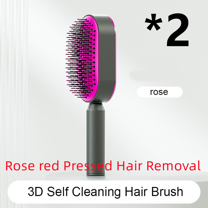 Self Cleaning Hair Brush For Women One-key Cleaning Hair Loss Airbag Massage Scalp Comb Anti-Static Hairbrush Beauty mixology