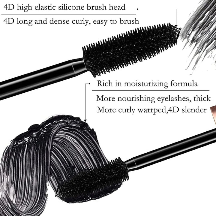 2 Pack Black 4D Silk Fiber Eyelash Mascara Extension Makeup Waterproof - velvetglow