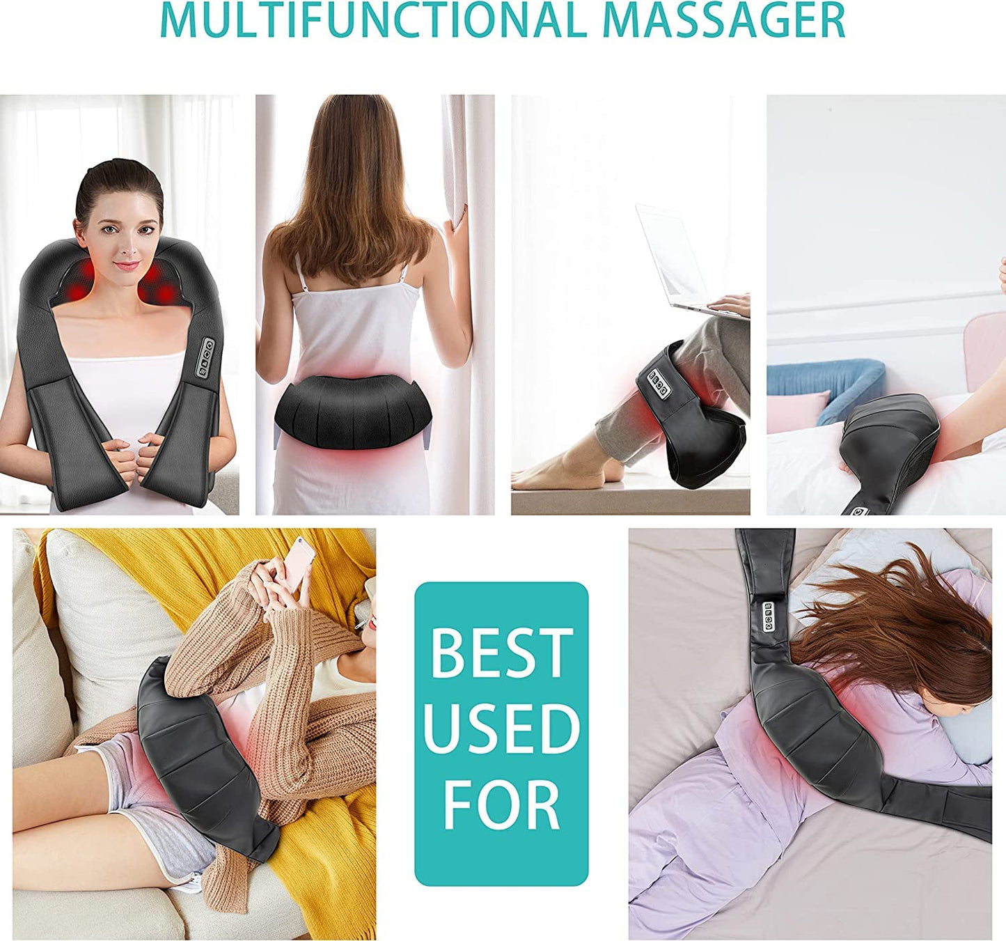 AERLANG Shiatsu Back and Neck Massager, Back Massager Deep Tissue Kneading Massager Neck and Shoulder Massager with Heat, Electric 4D Massage Pillow Fathers Day Dad Gifts from Daughter Beauty mixology