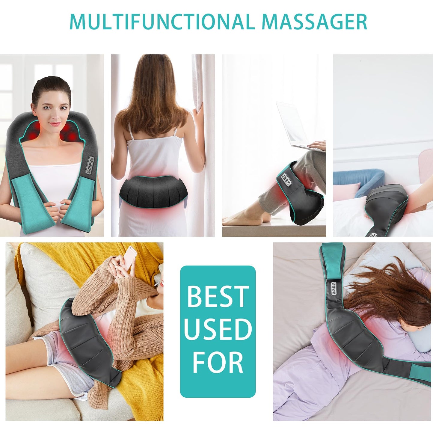 AERLANG Shiatsu Back and Neck Massager, Back Massager Deep Tissue Kneading Massager Neck and Shoulder Massager with Heat, Electric 4D Massage Pillow Fathers Day Dad Gifts from Daughter Beauty mixology