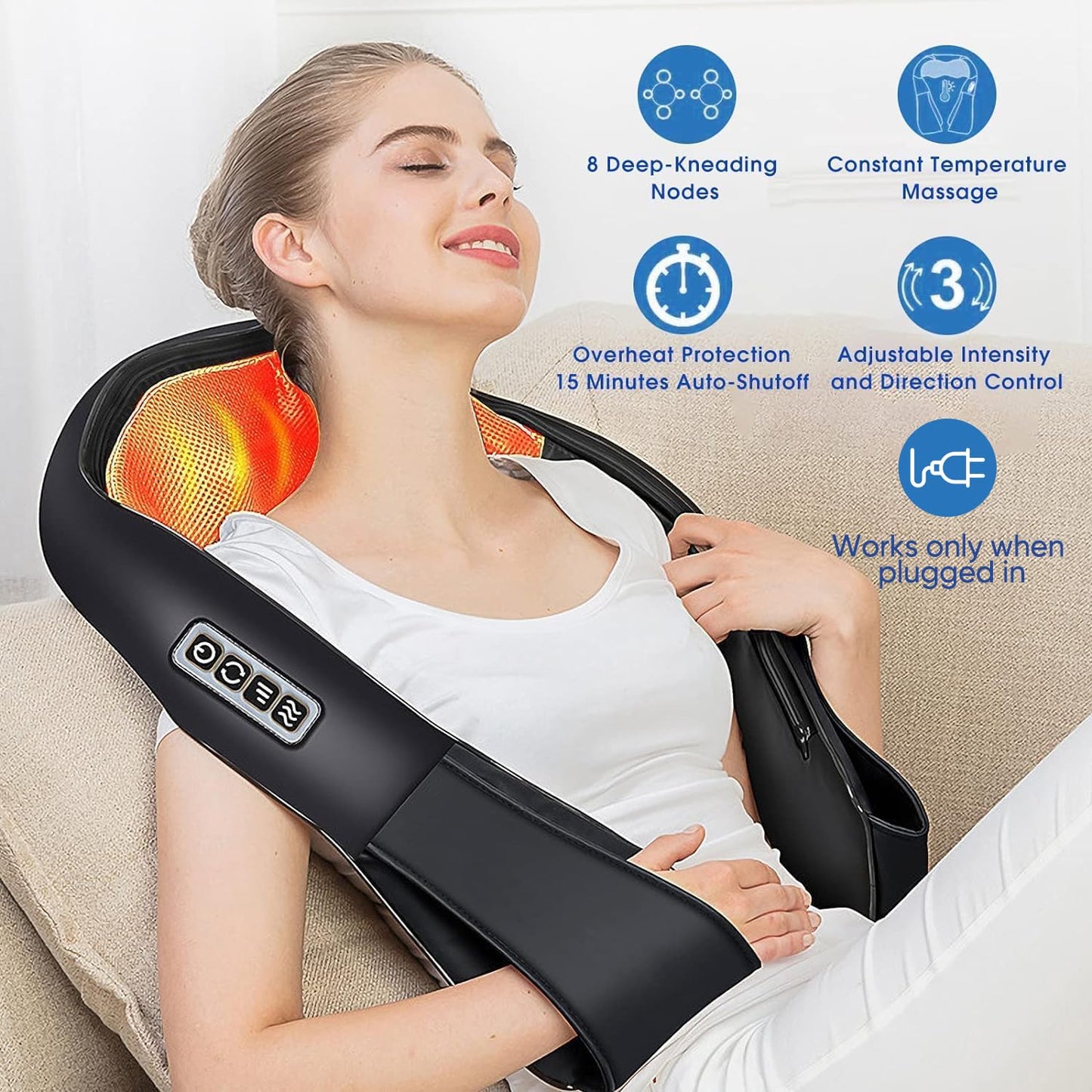 AERLANG Shiatsu Back and Neck Massager, Back Massager Deep Tissue Kneading Massager Neck and Shoulder Massager with Heat, Electric 4D Massage Pillow Fathers Day Dad Gifts from Daughter Beauty mixology