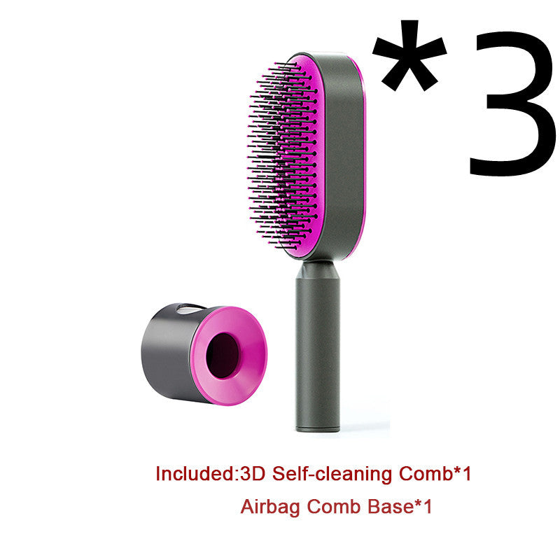 Self Cleaning Hair Brush For Women One-key Cleaning Hair Loss Airbag Massage Scalp Comb Anti-Static Hairbrush Beauty mixology