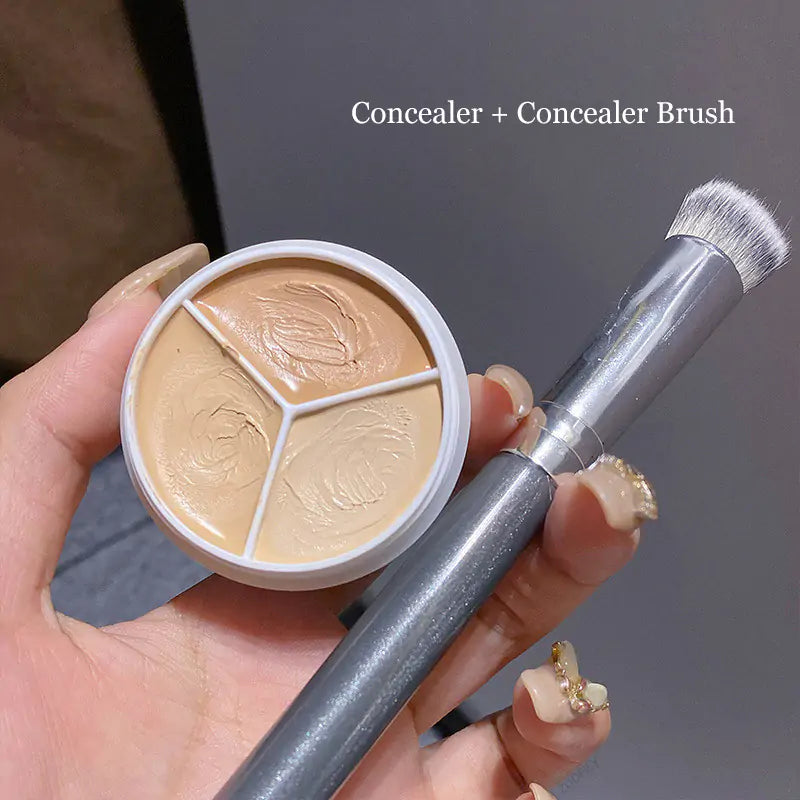 3-Color Concealer Palette Cream - Full Coverage & Contour for All Skin Tones - velvetglow Beauty mixology