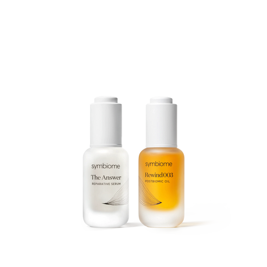 Supple Skin Set (The Answer Reparative Serum + Rewind003 Age-Defying Postbiomic Oil) - by Symbiome - velvetglow Beauty mixology