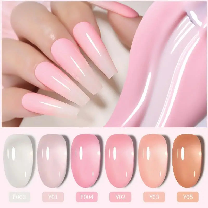 LILYCUTE 6PCS/SET 7ml Jelly Pink Nude Translucent Gel Nail Polish Set - velvetglow Beauty mixology