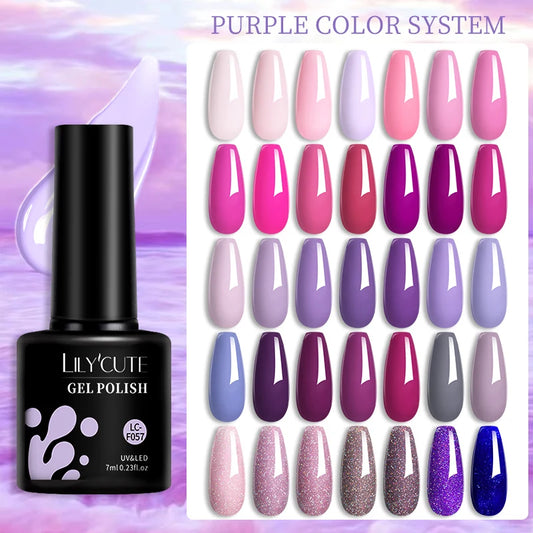 LILYCUTE 129 Colors 7ML Nail Gel Polish Nail Supplies Vernis Semi - velvetglow Beauty mixology