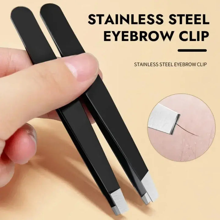 CNK  Wholesale  Stainless Steel Black Eyebrow Tweezer with Slant and - velvetglow