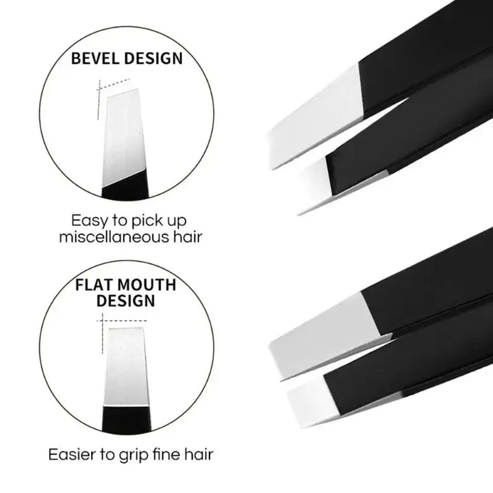 CNK  Wholesale  Stainless Steel Black Eyebrow Tweezer with Slant and - velvetglow