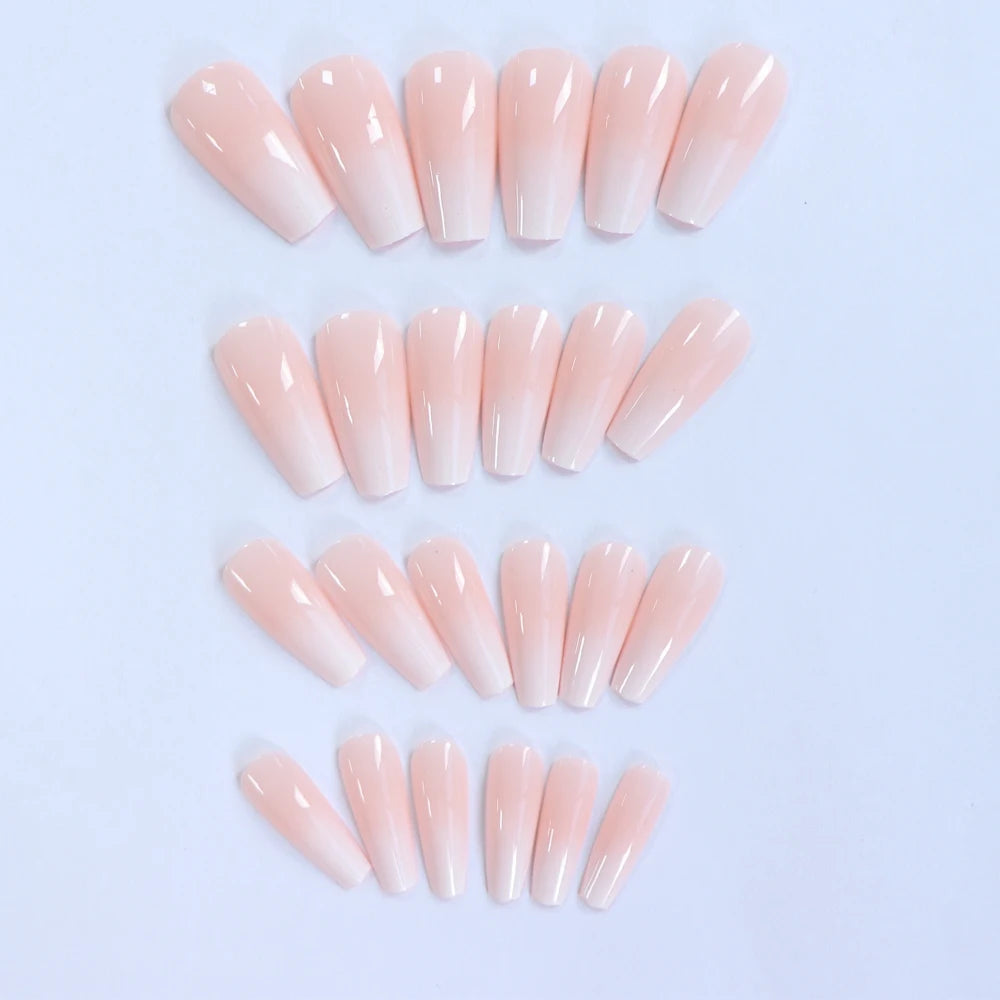 Long Coffin Pink Press On Nails - Easy Application - velvetglow