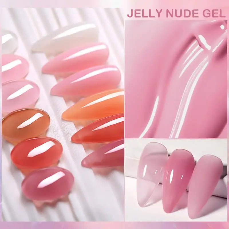 LILYCUTE 6PCS/SET 7ml Jelly Pink Nude Translucent Gel Nail Polish Set - velvetglow Beauty mixology