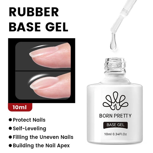 BORN PRETTY 10ml Base Gel Top Coat Rubber Gel Reinforcement Gel for - velvetglow Beauty mixology