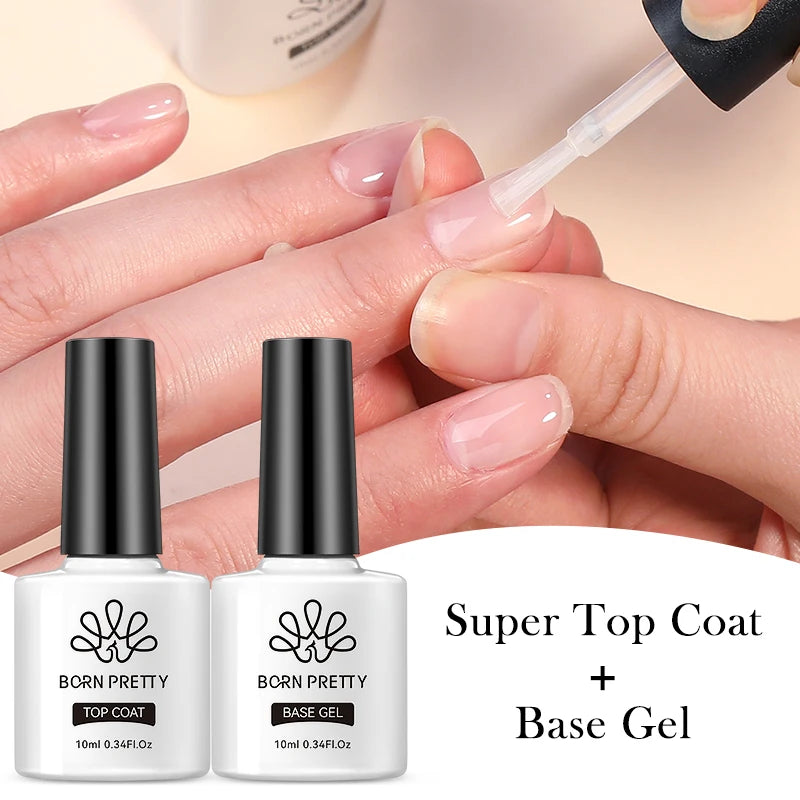 BORN PRETTY 10ml Base Gel Top Coat Rubber Gel Reinforcement Gel for - velvetglow Beauty mixology