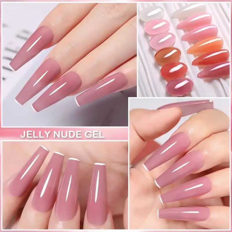 LILYCUTE 6PCS/SET 7ml Jelly Pink Nude Translucent Gel Nail Polish Set - velvetglow Beauty mixology