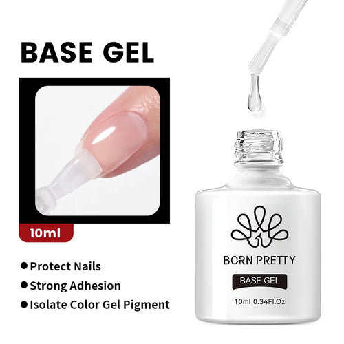 BORN PRETTY 10ml Base Gel Top Coat Rubber Gel Reinforcement Gel for - velvetglow Beauty mixology