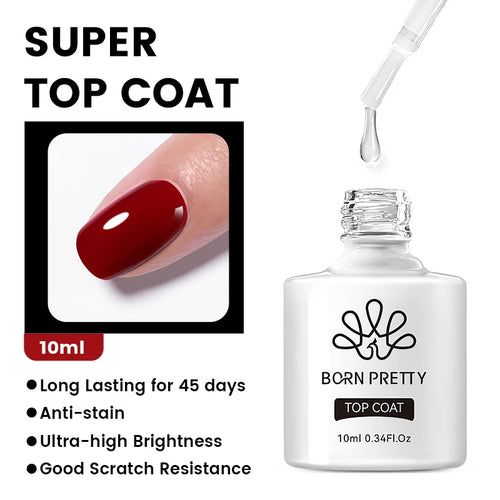 BORN PRETTY 10ml Base Gel Top Coat Rubber Gel Reinforcement Gel for - velvetglow Beauty mixology