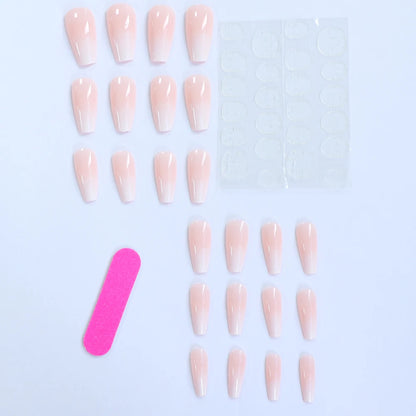 Long Coffin Pink Press On Nails - Easy Application - velvetglow