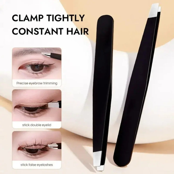 CNK  Wholesale  Stainless Steel Black Eyebrow Tweezer with Slant and - velvetglow