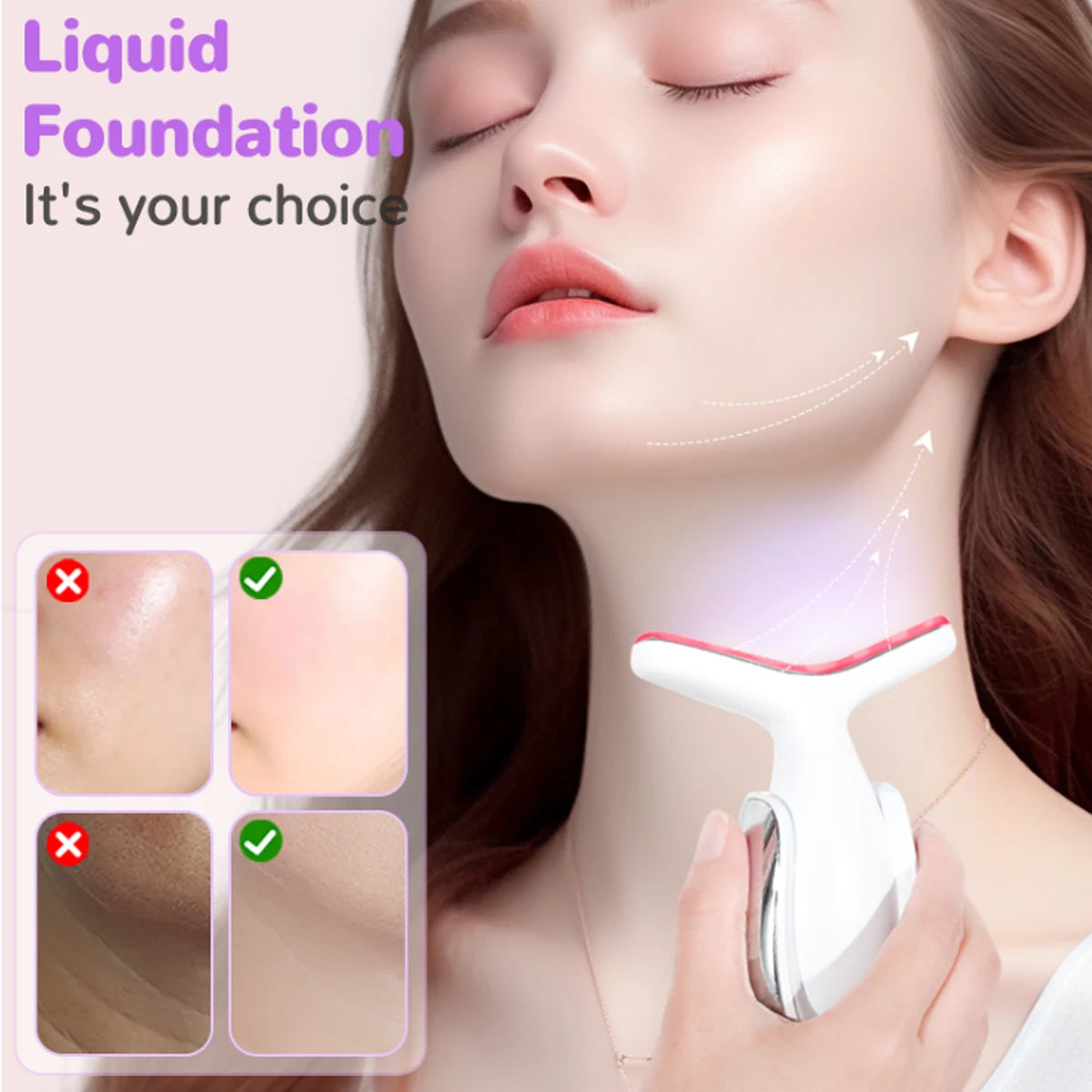 Rechargeable Face and Neck Massager with 7 Colours LED and Heat Mode, - velvetglow Beauty mixology