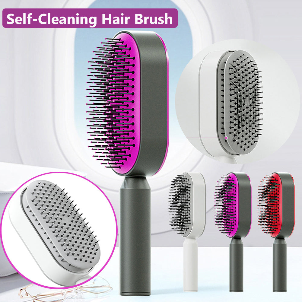 Self Cleaning Hair Brush For Women One-key Cleaning Hair Loss Airbag Massage Scalp Comb Anti-Static Hairbrush Beauty mixology