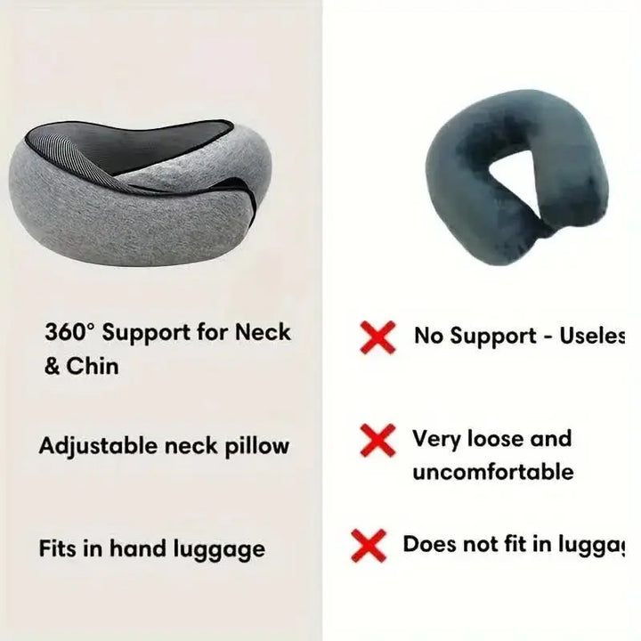 Travel Neck Pillow | Memory Foam | U-shaped | Portable - ComfortTravels - velvetglow