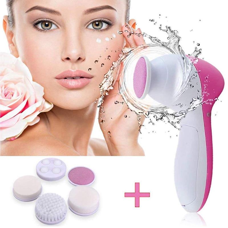 5 in 1 Face Massage Cleansing Brush Set - velvetglow Beauty mixology