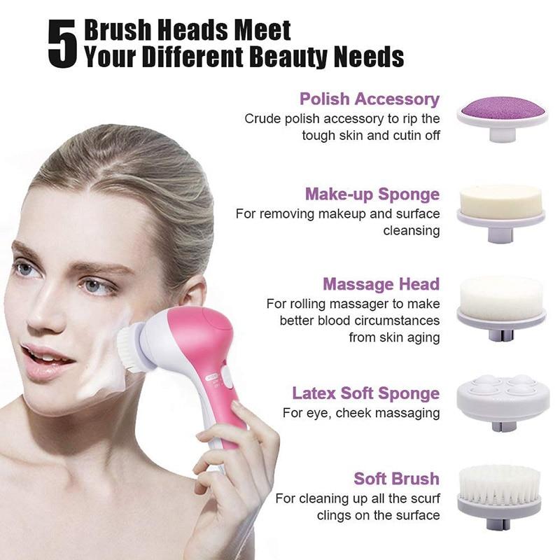 5 in 1 Face Massage Cleansing Brush Set - velvetglow Beauty mixology