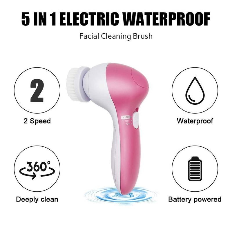 5 in 1 Face Massage Cleansing Brush Set - velvetglow Beauty mixology