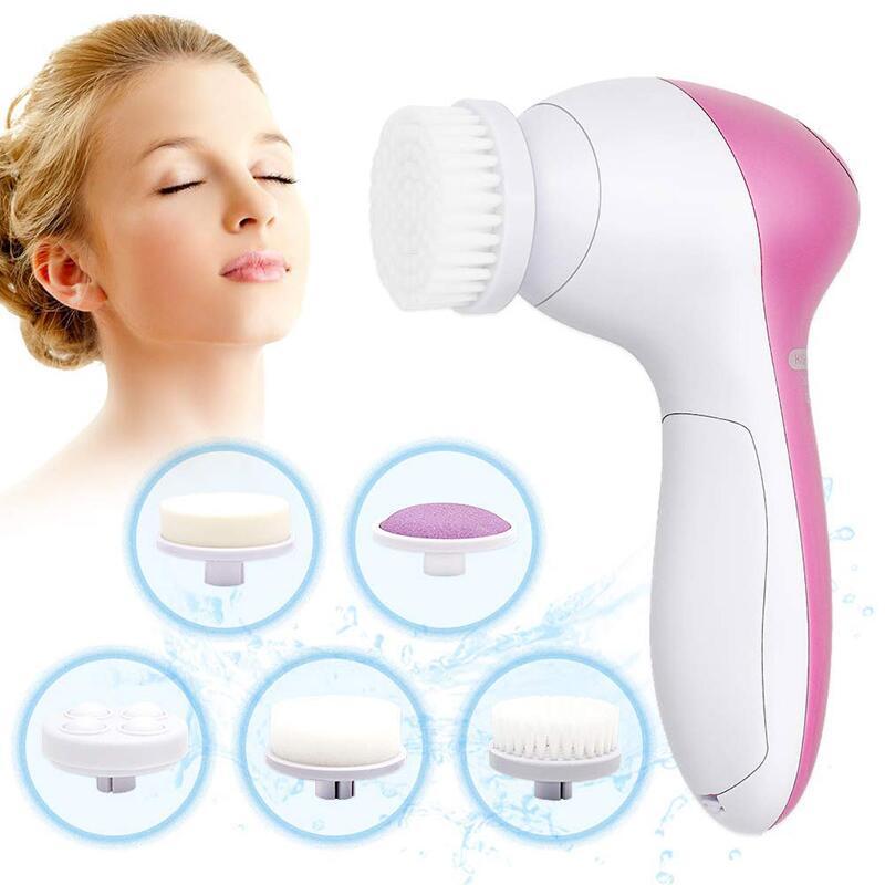 5 in 1 Face Massage Cleansing Brush Set - velvetglow Beauty mixology